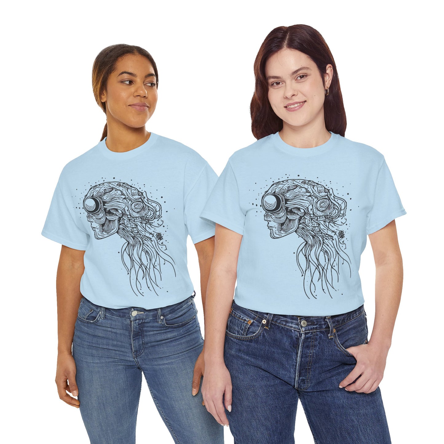 Humanoid Line Drawing Face Graphic Art Tee Shirt *Multiple Colors*