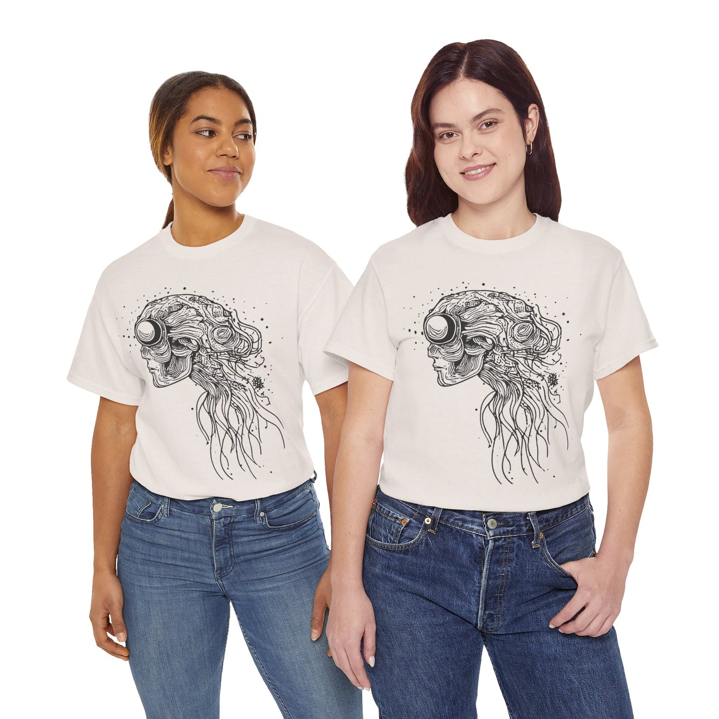 Humanoid Line Drawing Face Graphic Art Tee Shirt *Multiple Colors*