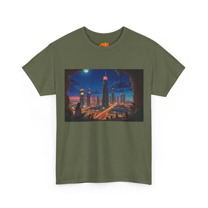 Anime Cityscape Night Scene w/Girl & Cats T-Shirt