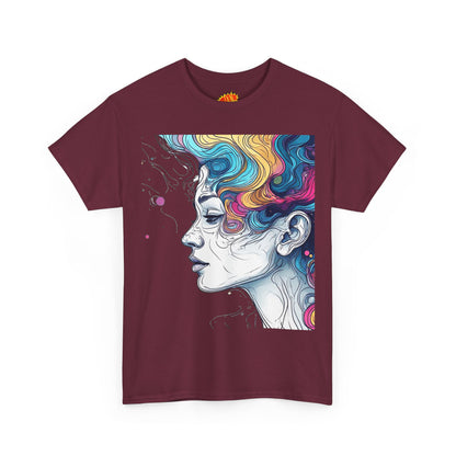 Face w/Color Hair Graphic Art Tee Shirt