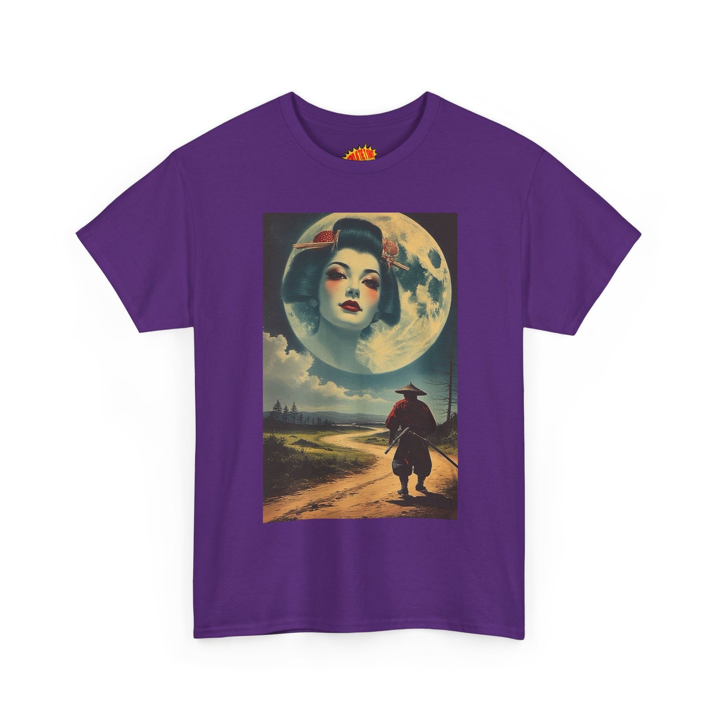 Samurai w/Geisha Full Moon T-Shirt *Multiple Colors*