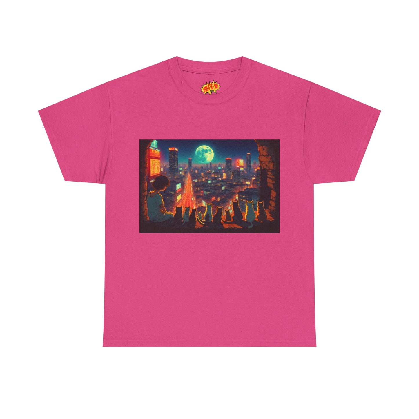 Anime Cityscape Scene w/Cats T-Shirt *Multiple Colors*