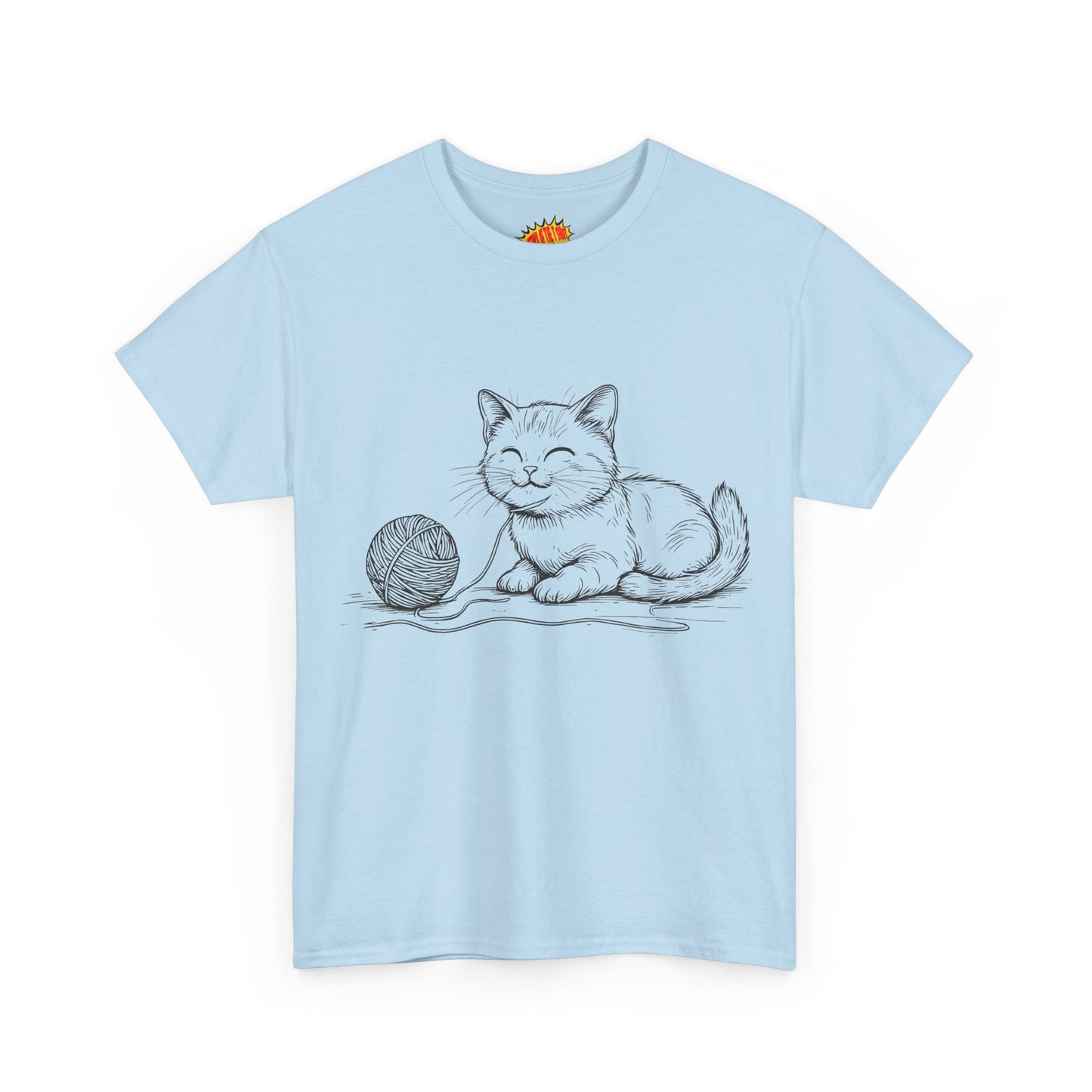 Cat w/Yarn Ball Line Drawing Tee Shirt *Multiple Colors*