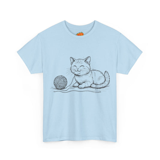 Cat w/Yarn Ball Line Drawing Tee Shirt *Multiple Colors*