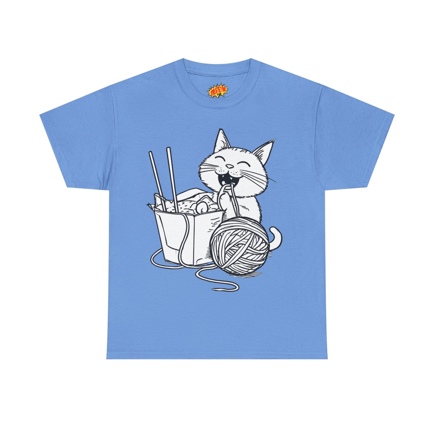 Happy Cat w/Noodles + Yarn Art Tee Shirt *Multiple Colors*