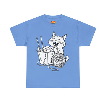 Happy Cat w/Noodles + Yarn Art Tee Shirt