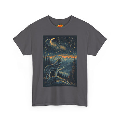 Mountain Wolf Sliver Moon Scene T-Shirt