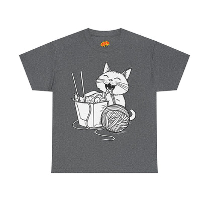 Happy Cat w/Noodles + Yarn Art Tee Shirt
