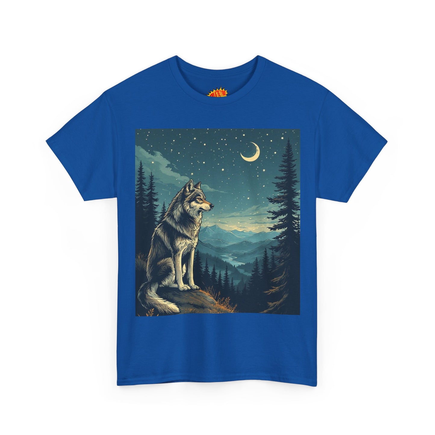 Wolf with Sliver Moon Scene T-Shirt *Multiple Colors*