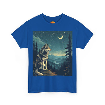 Wolf with Sliver Moon Scene T-Shirt