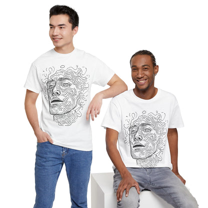 Human Face Line Drawing Portrait Graphic Art Tee Shirt