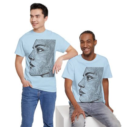 Human Face Profile Line Drawing Graphic Art Tee Shirt