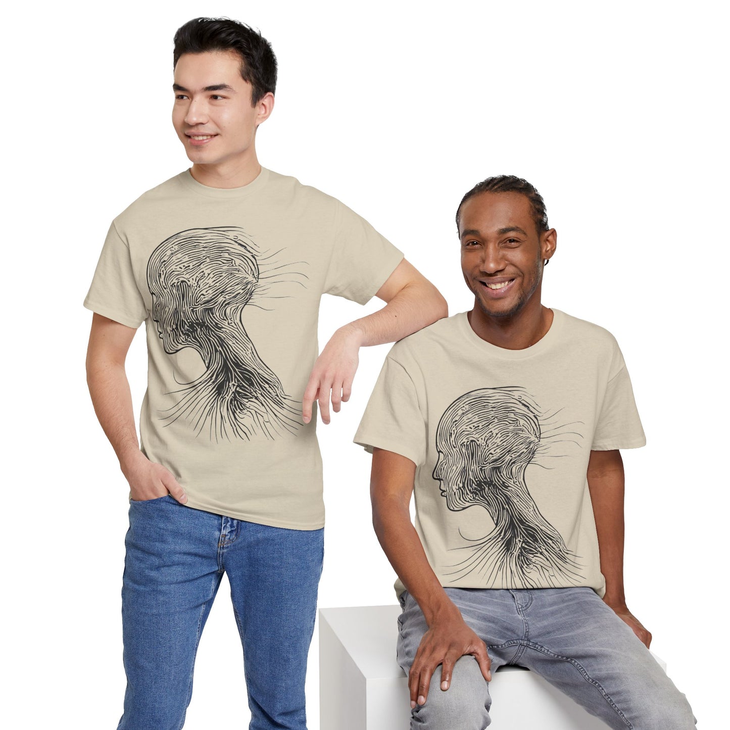 Face Silhouette Line Drawing Graphic Art Tee Shirt *Multiple Colors*