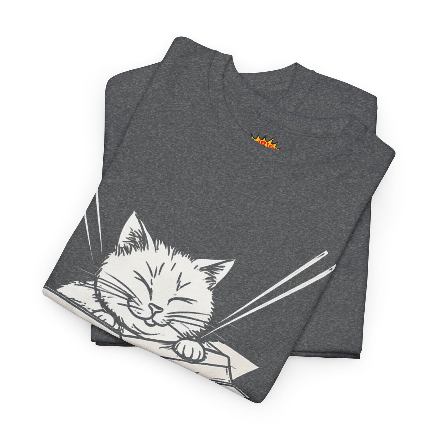Cat w/Box + Yarn Ball Art Drawing Tee Shirt *Multiple Colors*