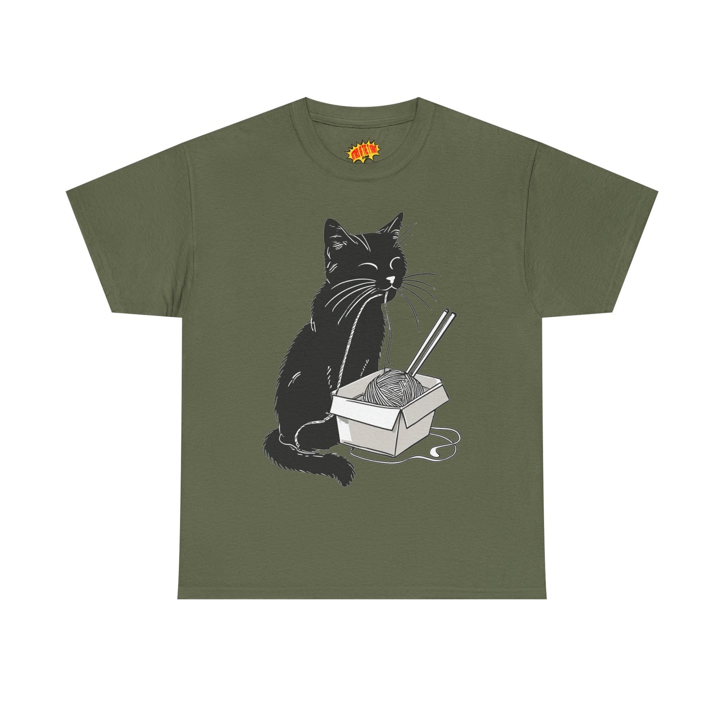 Black Cat w/Noodles Drawing Art Tee Shirt *Multiple Colors*