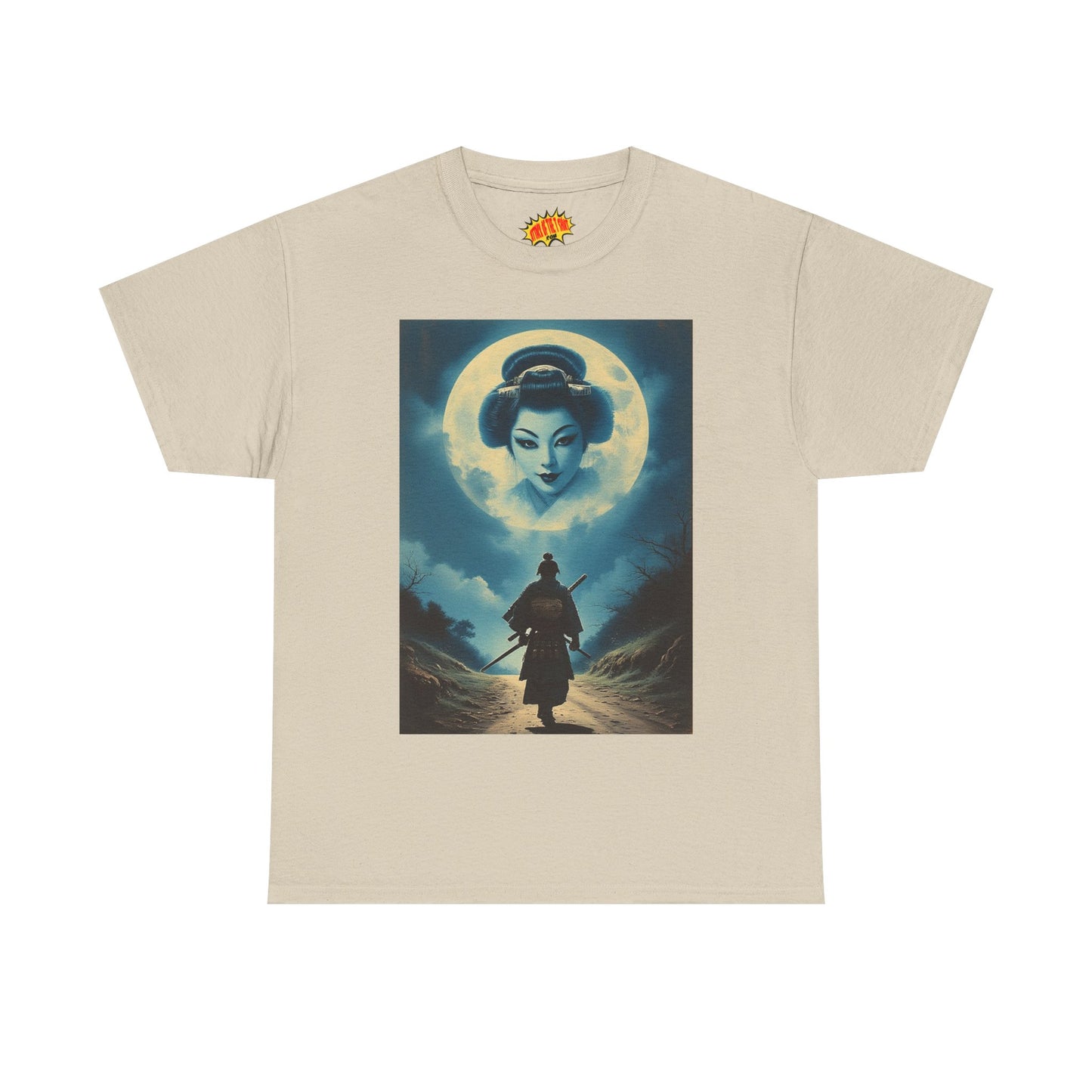 Walking Samurai w/Full Moon Geisha Woman T-Shirt *Multiple Colors*