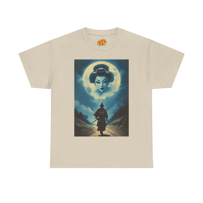 Walking Samurai w/Full Moon Geisha Woman T-Shirt