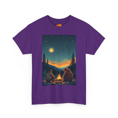 Mountain Man w/ Brown Bear Campfire Scene T-Shirt
