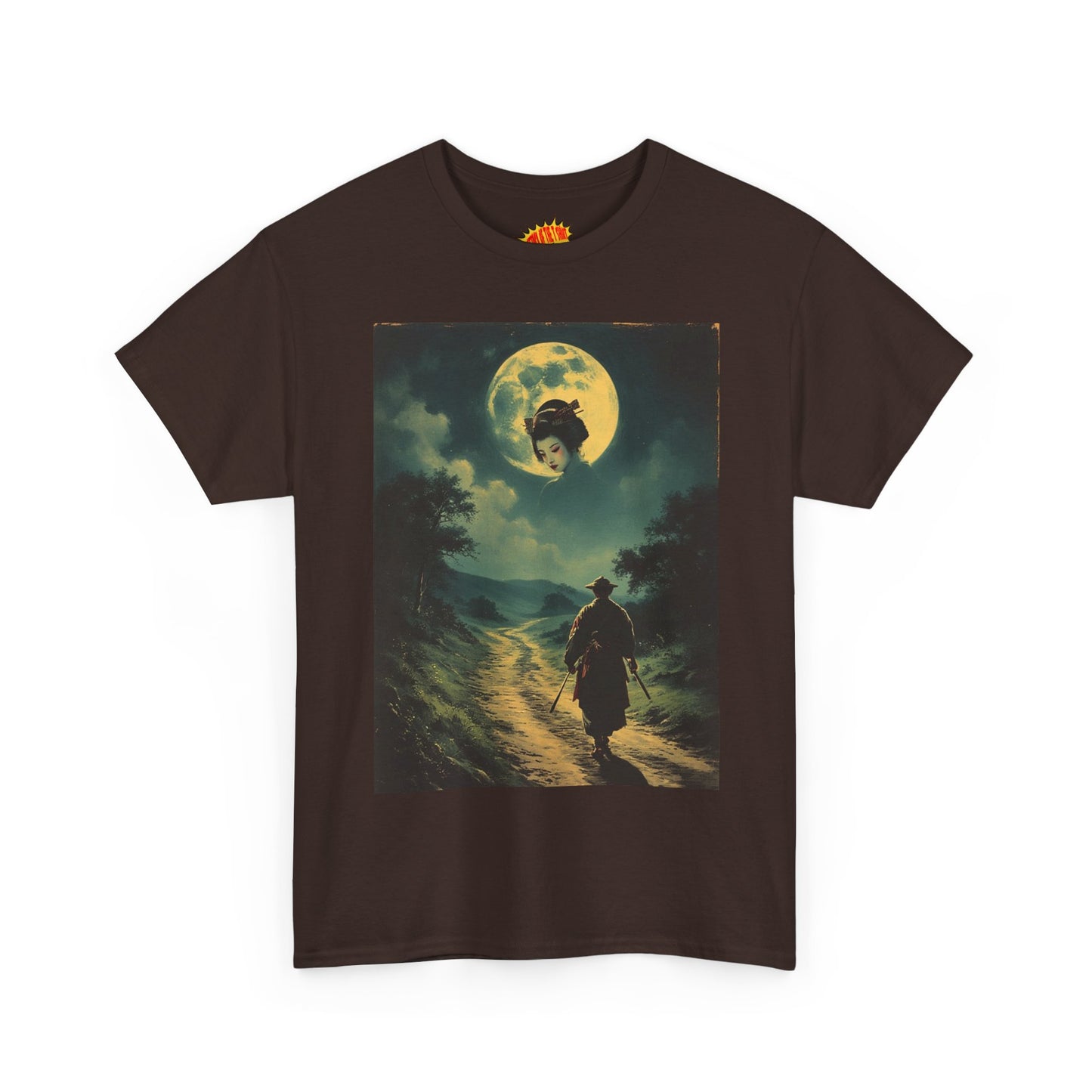 Travelling Samurai w/Moon Geisha Woman T-Shirt *Multiple Colors*
