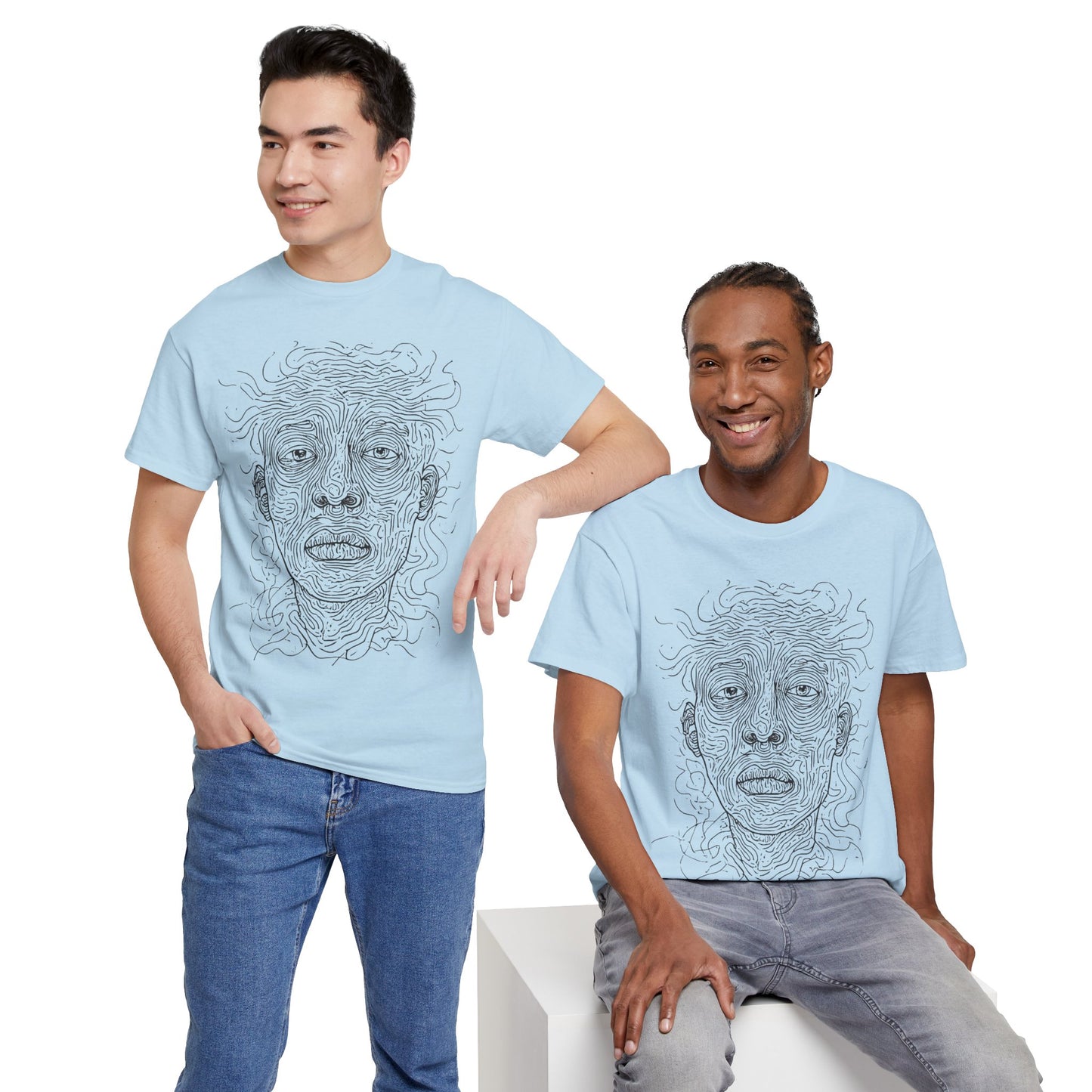 Graphic Line Art Portrait Tee Shirt *Multiple Colors*