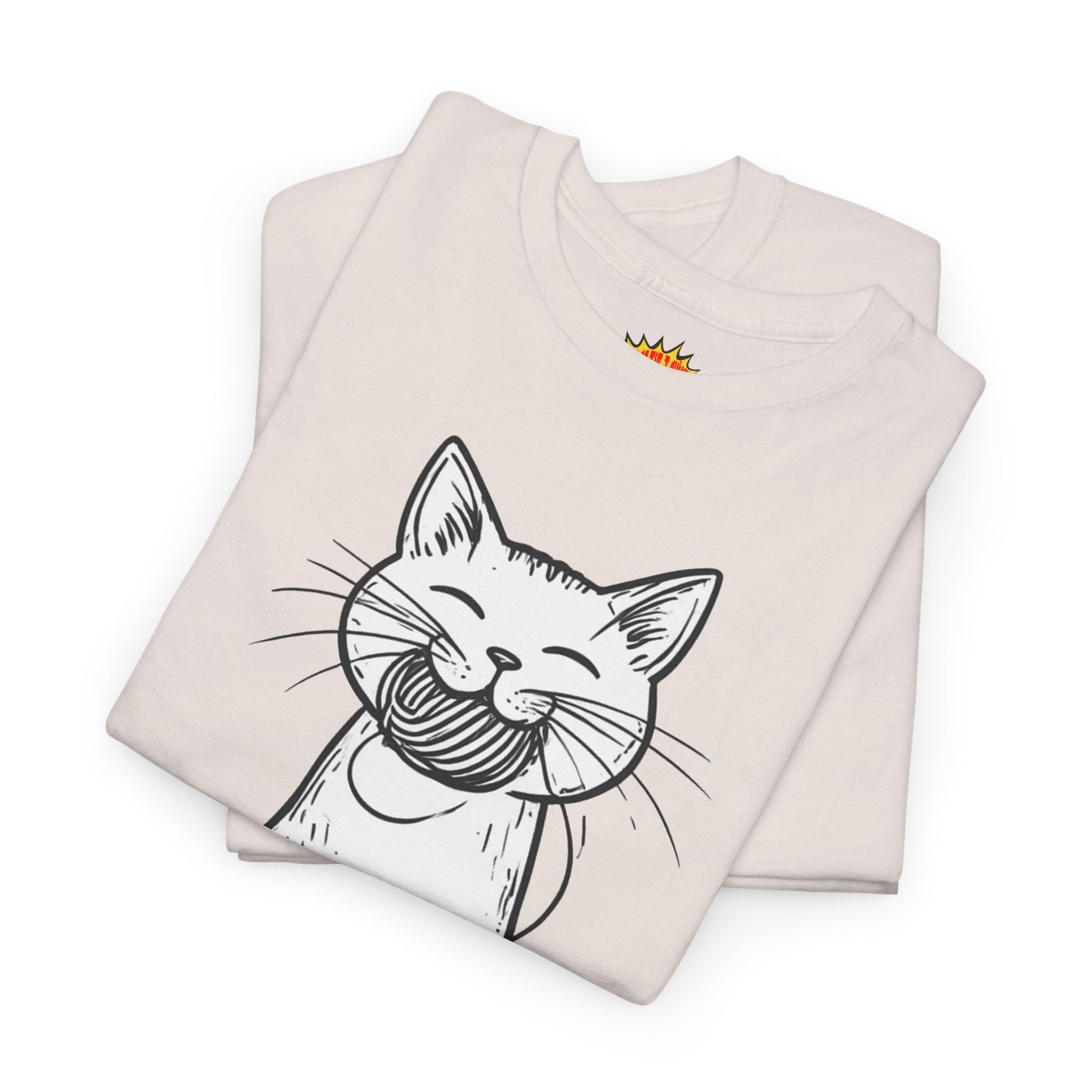Cat w/Yarn Ball Takeout Art Tee Shirt *Multiple Colors*