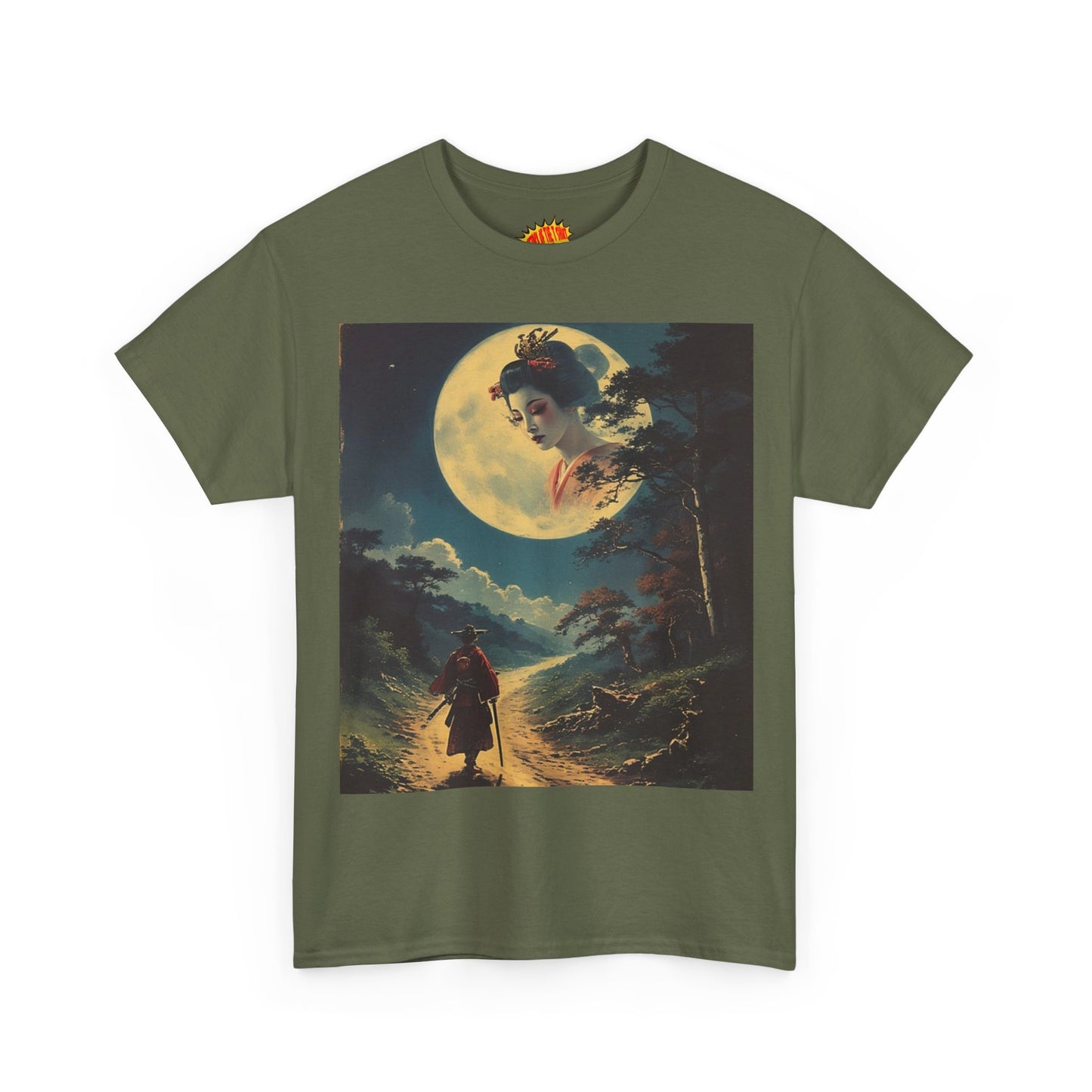 Travelling Samurai w/Full Moon Geisha T-Shirt *Multiple Colors*