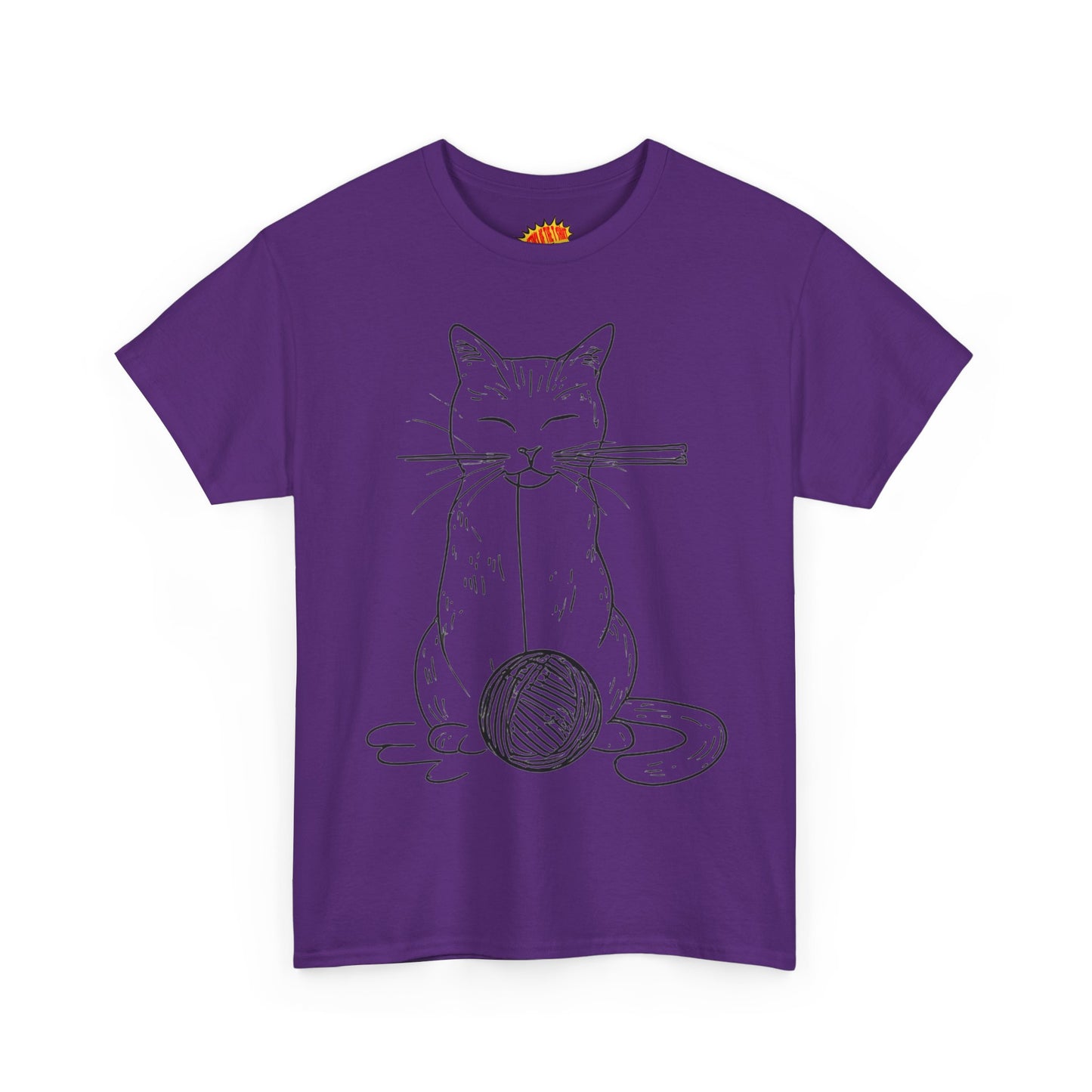 Cat w/Yarn Ball Line Art Drawing Tee Shirt *Multiple Colors*