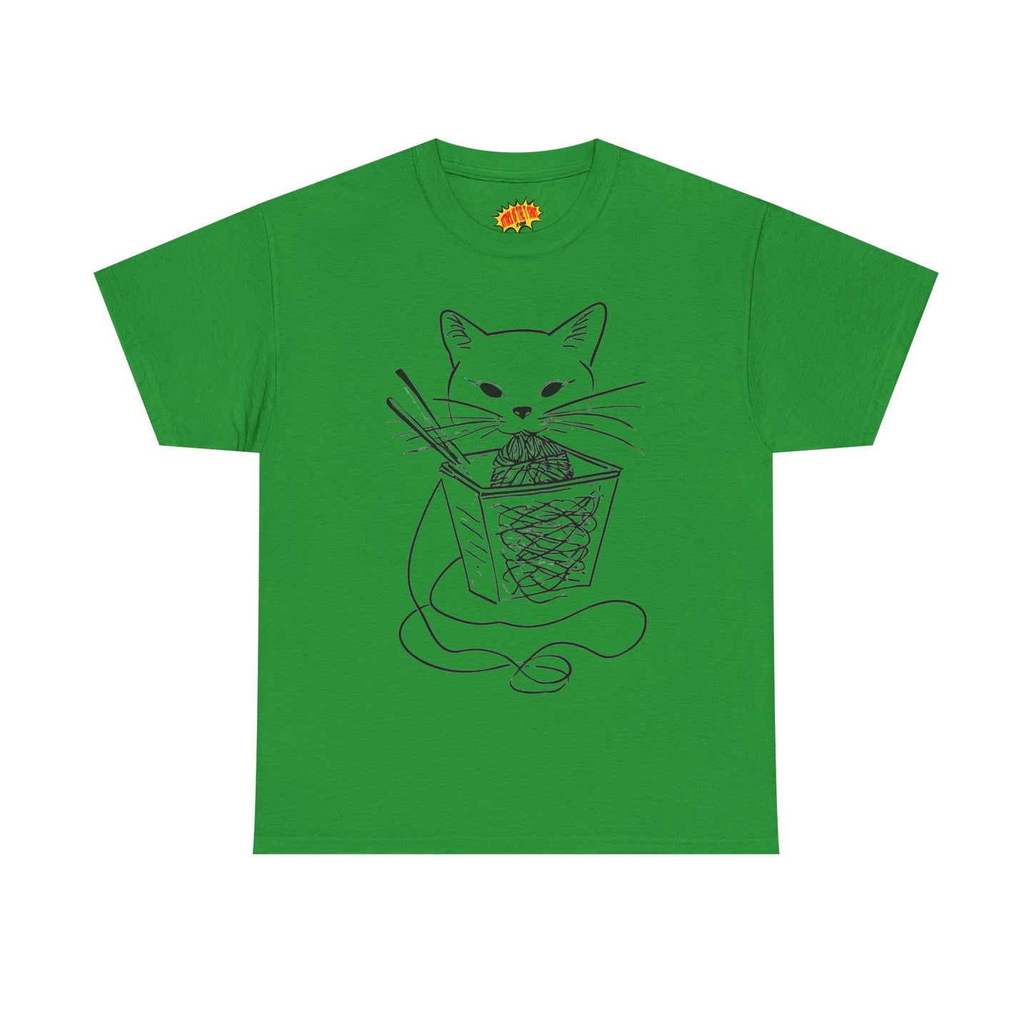 Cat w/Noodles Line Art Drawing Tee Shirt *Multiple Colors*