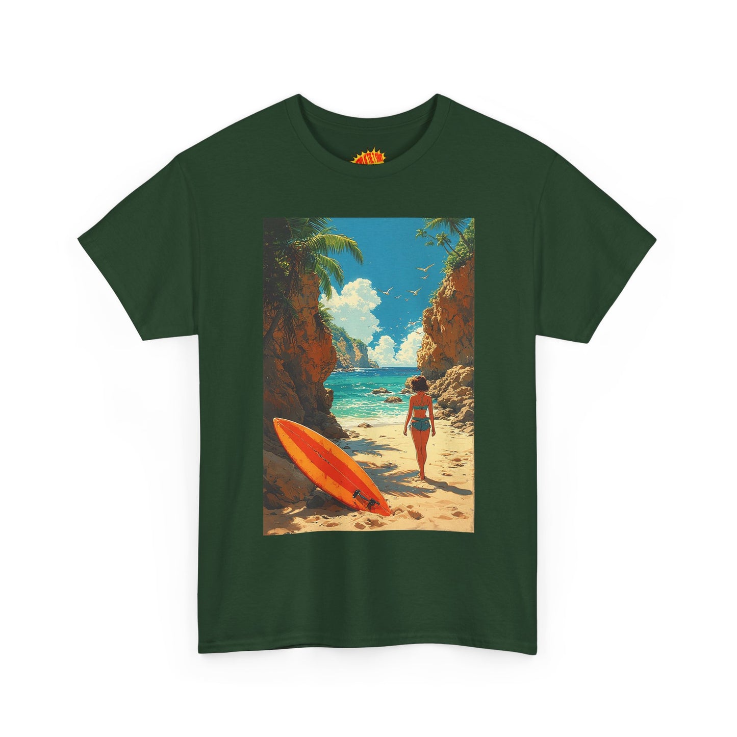 Modern Style Tropical Beach Scene T-Shirt *Multiple Colors*