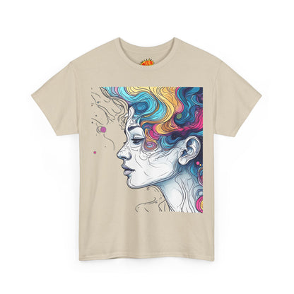 Face w/Color Hair Graphic Art Tee Shirt