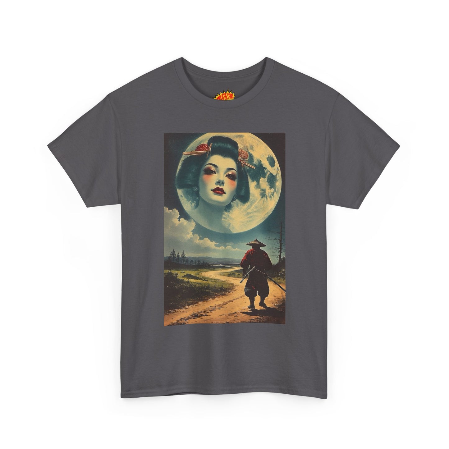 Samurai w/Geisha Full Moon T-Shirt *Multiple Colors*