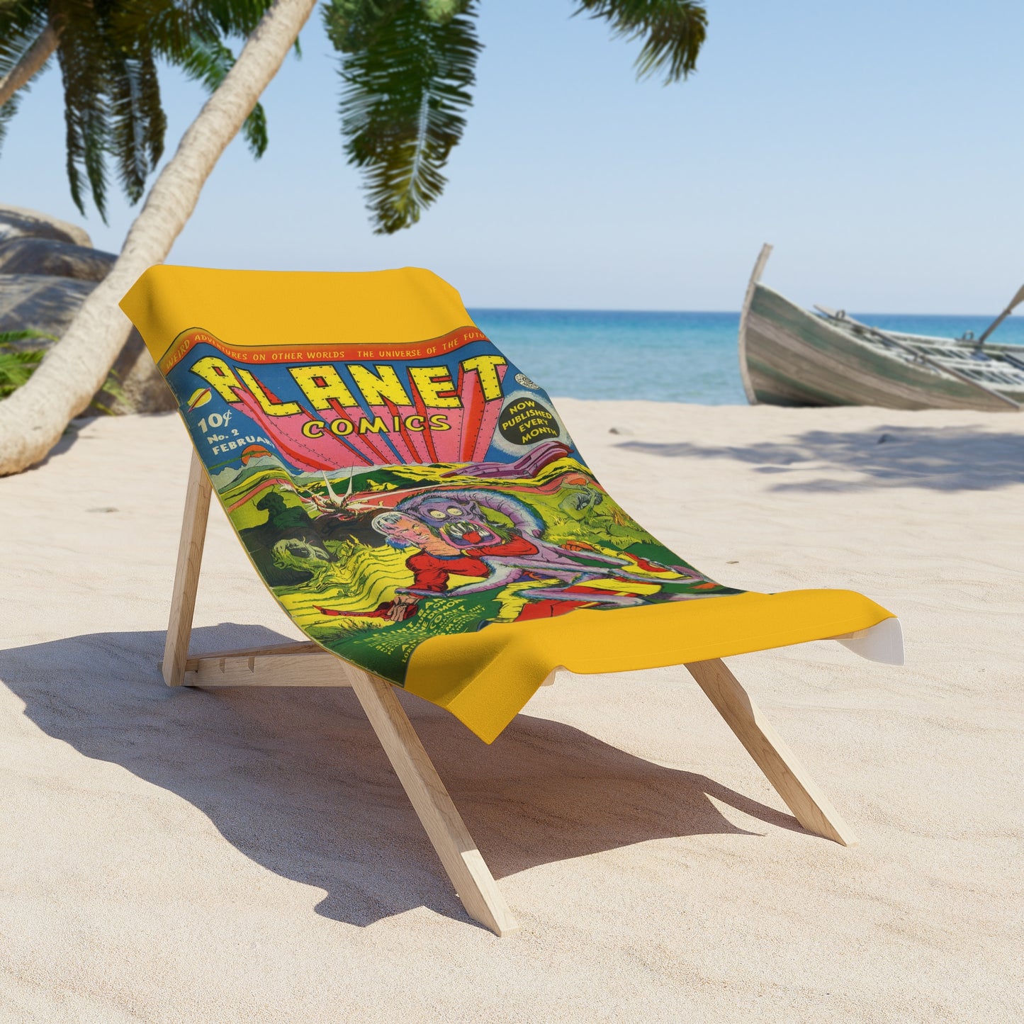 Planet Comics #2 Beach Towel Yellow