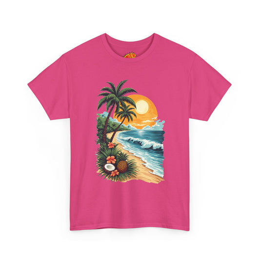 Vintage Style Tropical Scene Graphic Tee Shirt *Multiple Colors*