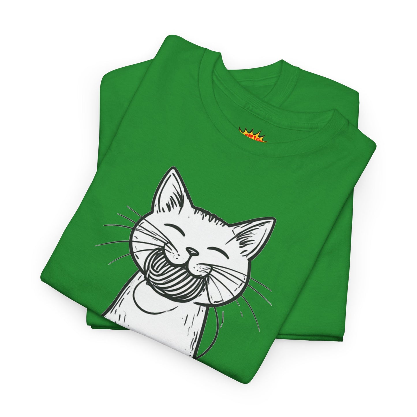 Cat w/Yarn Ball Takeout Art Tee Shirt *Multiple Colors*