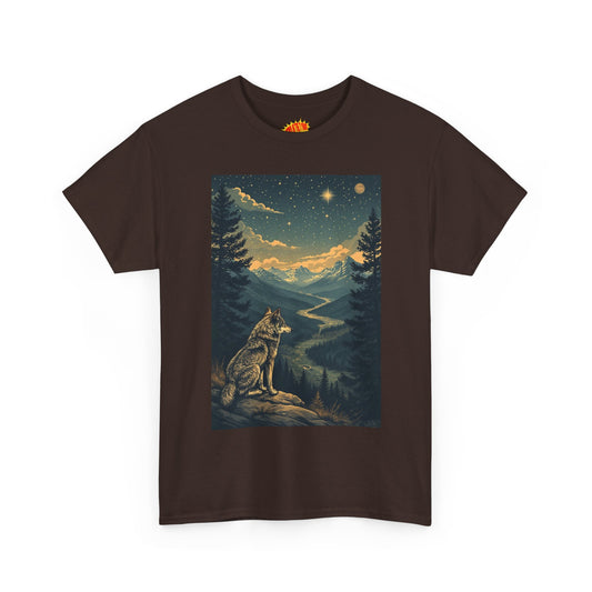 Vintage Wolf with Starry Night Scene T-Shirt *Multiple Colors*