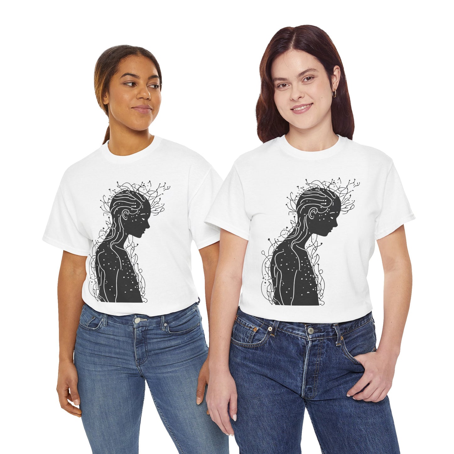 Human Silhouette Line Drawing Graphic Art Tee Shirt *Multiple Colors*