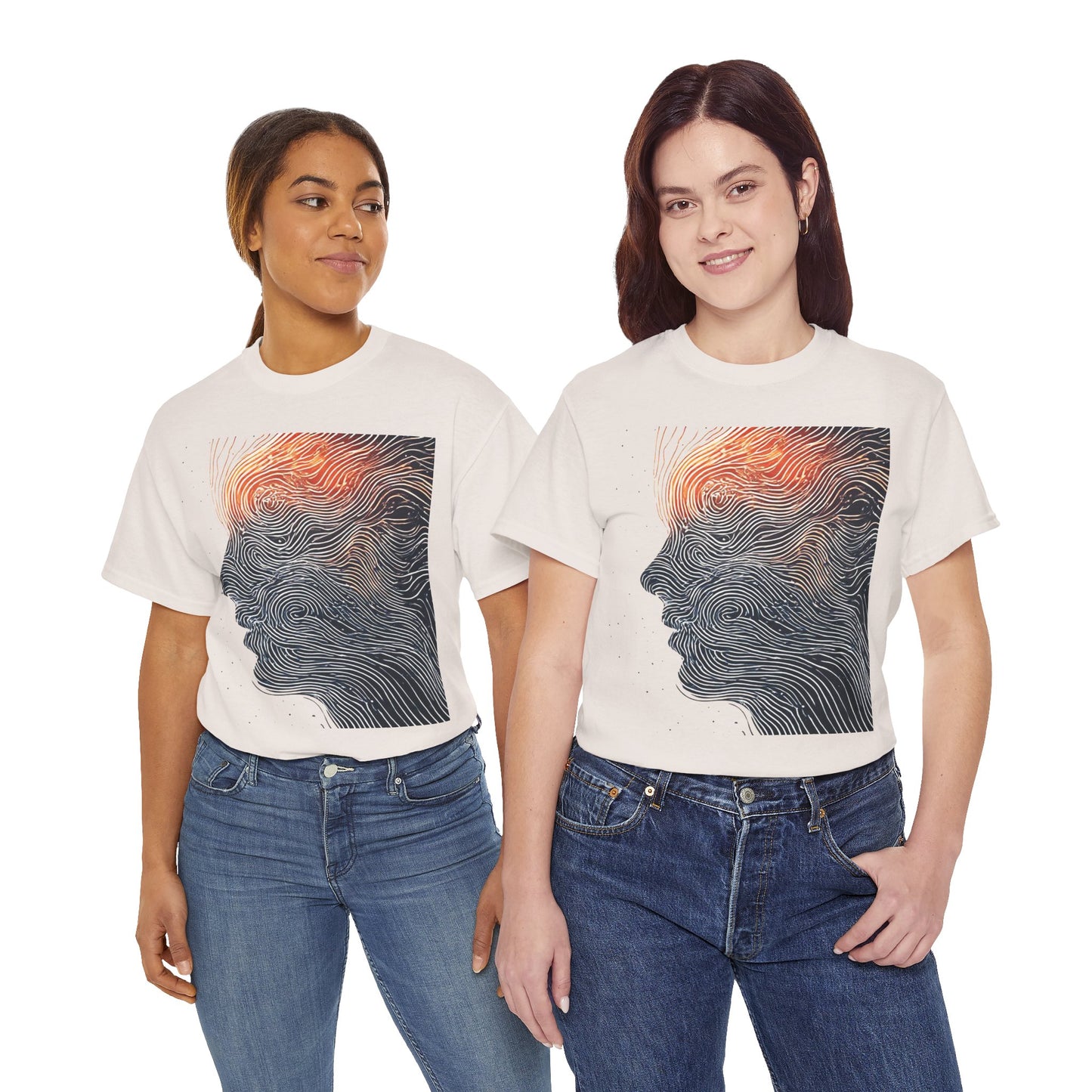 Line Drawing Face Graphic Art Tee Shirt *Multiple Colors*