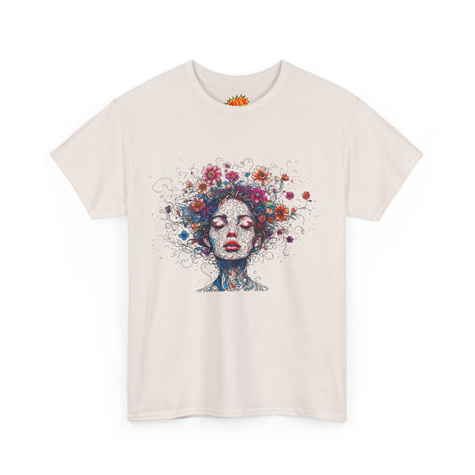 Color Line Drawing Flower Portrait Graphic Art Tee Shirt *Multiple Colors*