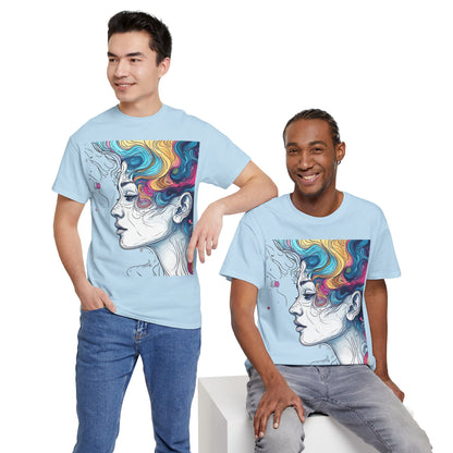 Face w/Color Hair Graphic Art Tee Shirt
