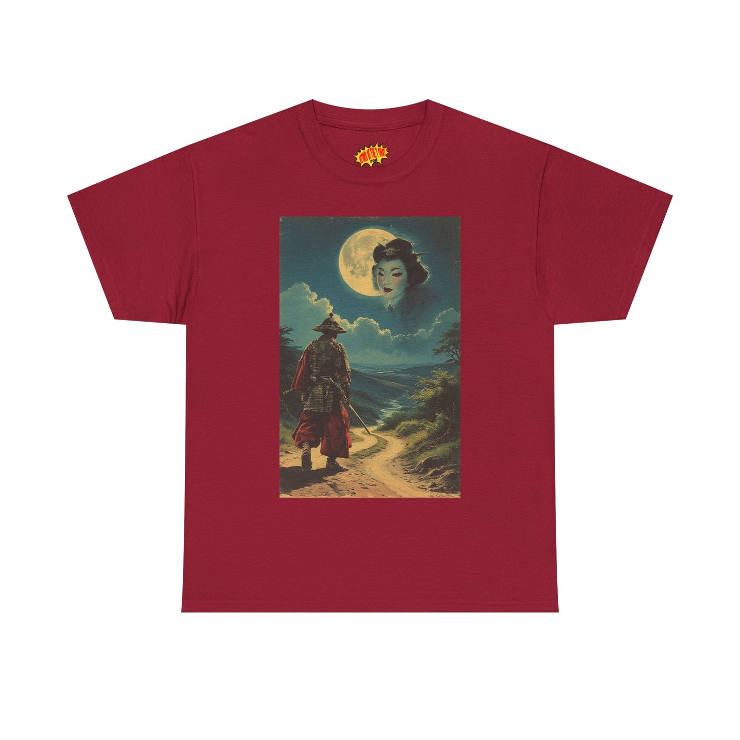 Samurai w/Full Moon Sky Geisha T-Shirt *Multiple Colors*