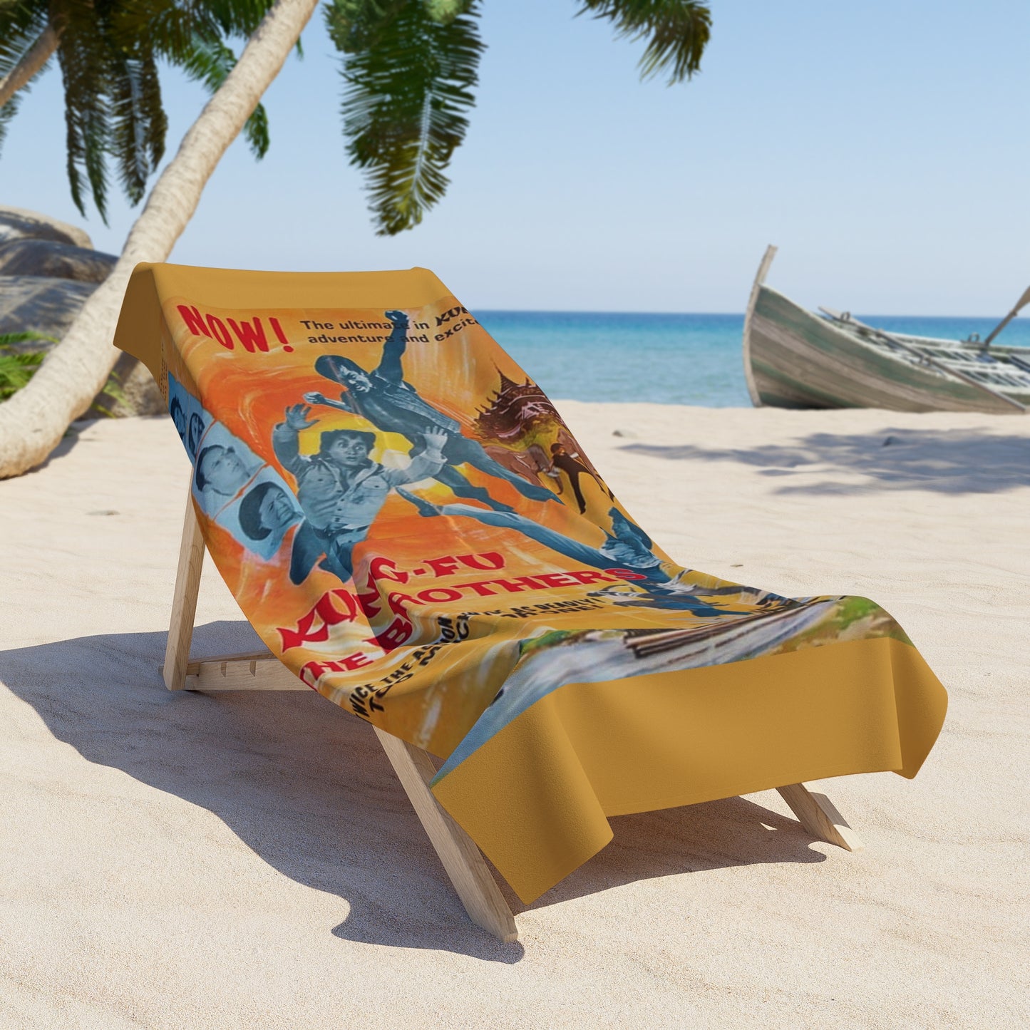 Kung-Fu The Brothers Vintage Movie Poster Beach Towel | Retro Kung-Fu Art Towel