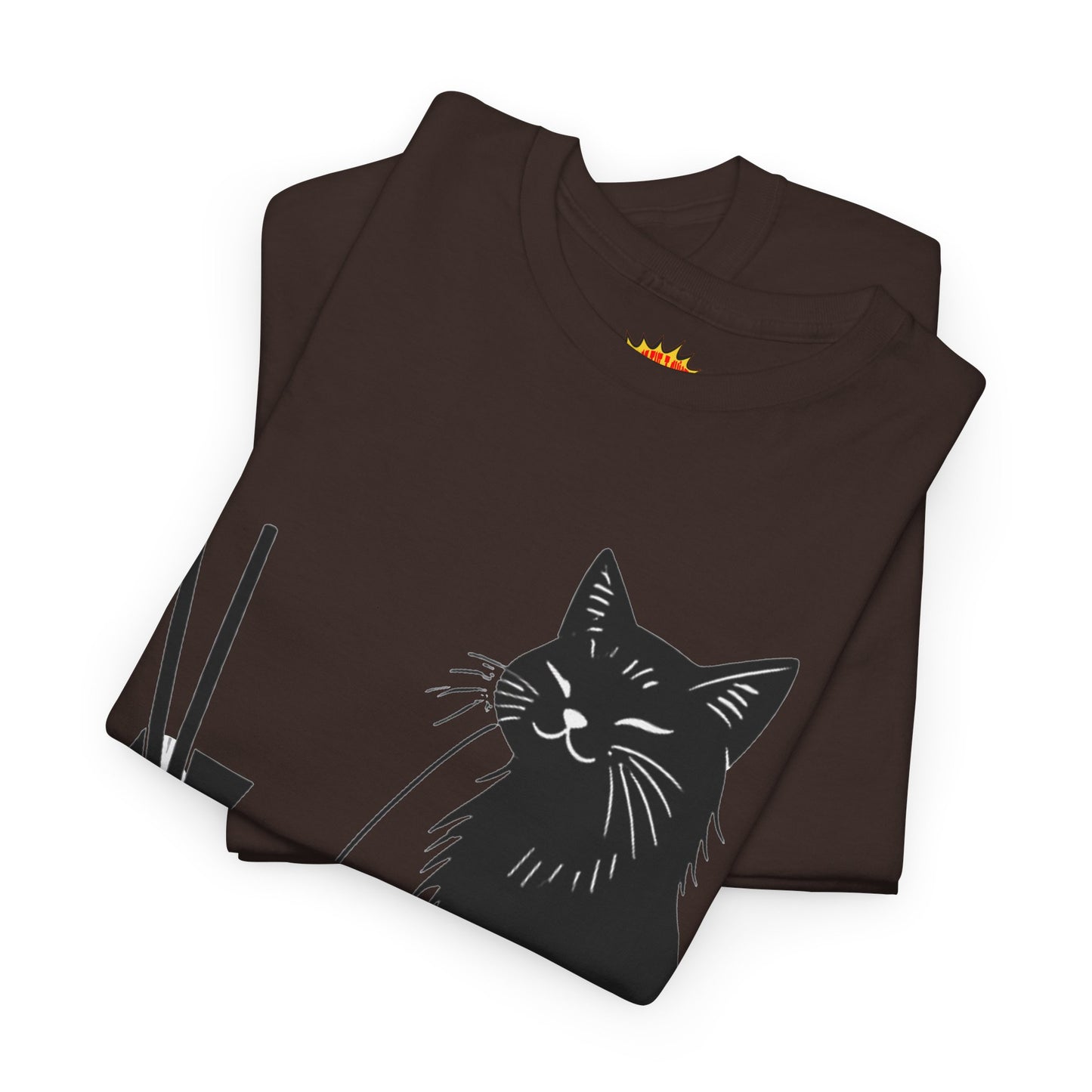 Black Cat w/Takeout Yarn Art Tee Shirt *Multiple Colors*