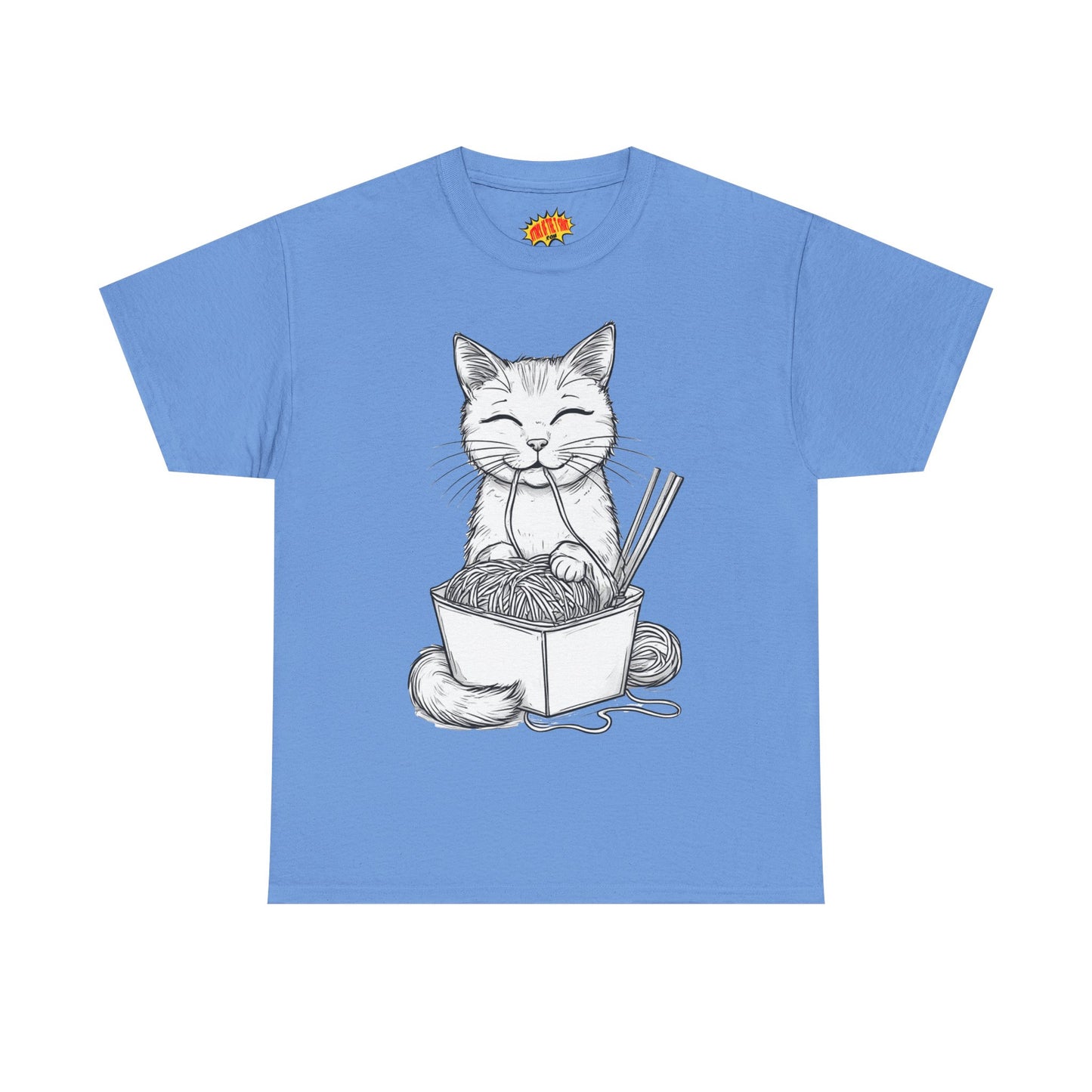 Cat w/Noodles Drawing Art Tee Shirt *Multiple Colors*
