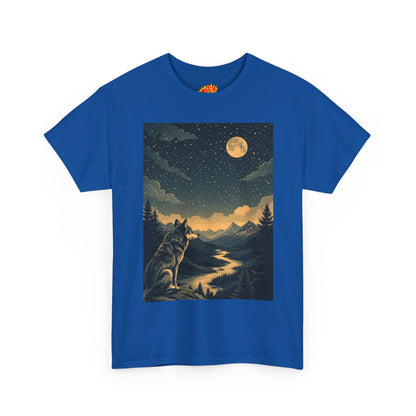 Mountain Wolf with River & Full Moon T-Shirt