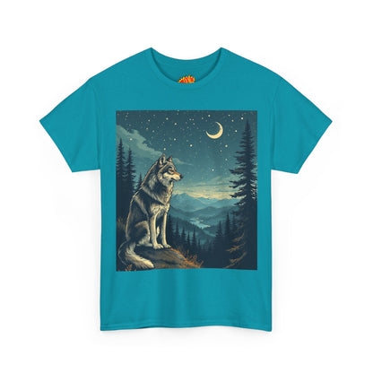 Wolf with Sliver Moon Scene T-Shirt