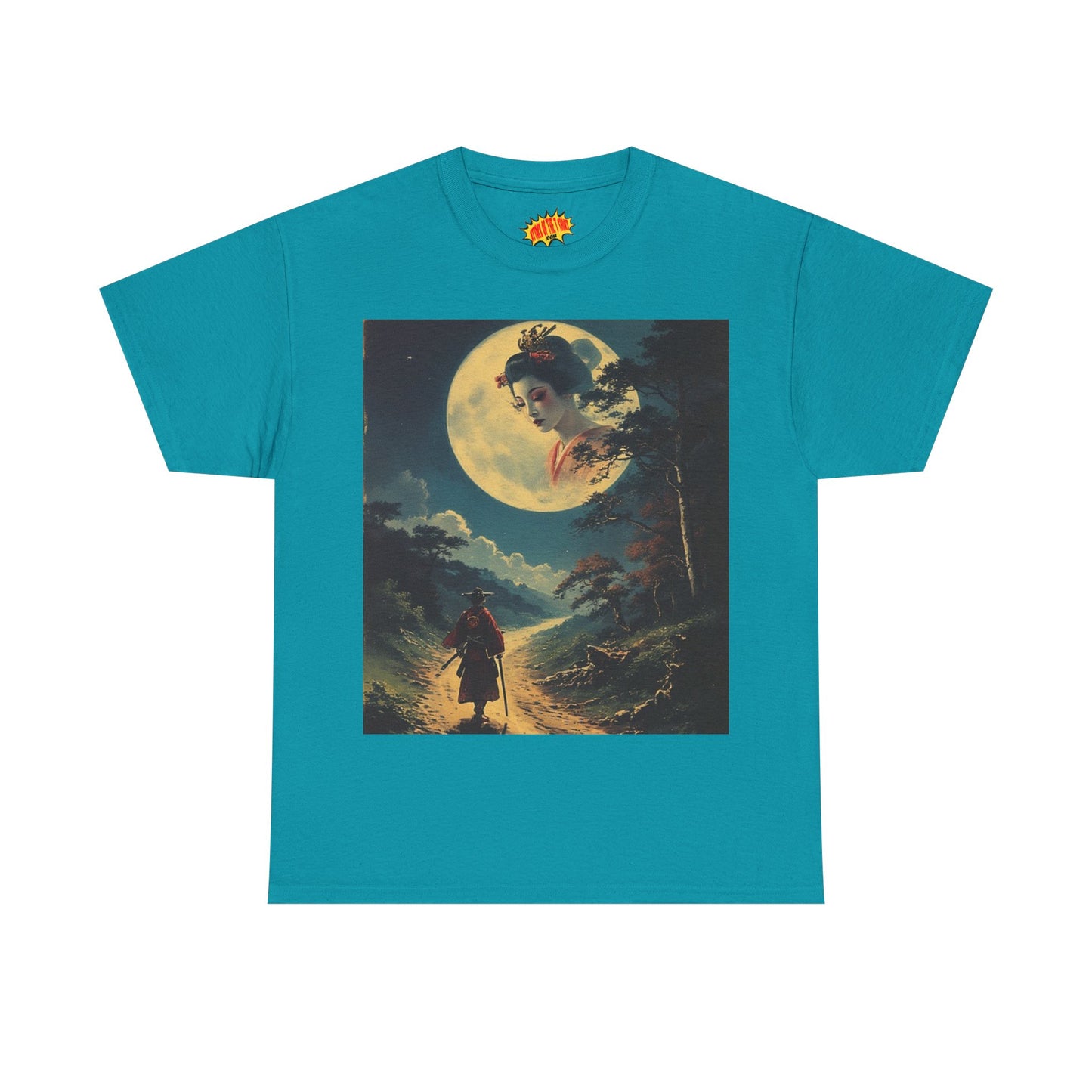 Travelling Samurai w/Full Moon Geisha T-Shirt *Multiple Colors*