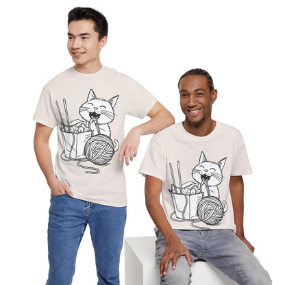 Happy Cat w/Noodles + Yarn Art Tee Shirt