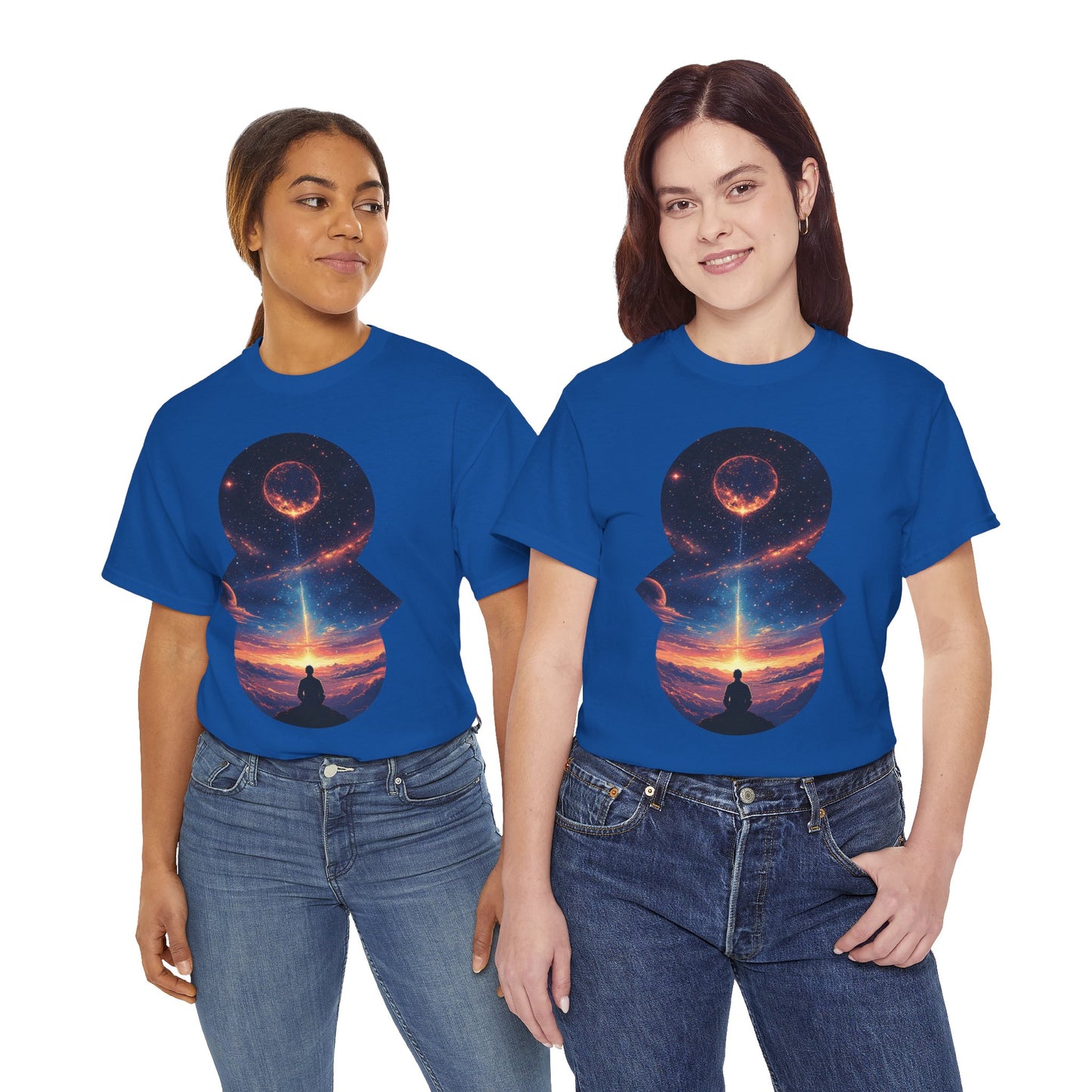 Cosmic Meditation w/Planet Space Graphic Art Tee Shirt *Multiple Colors*