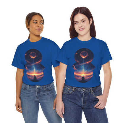 Cosmic Meditation w/Planet Space Graphic Art Tee Shirt