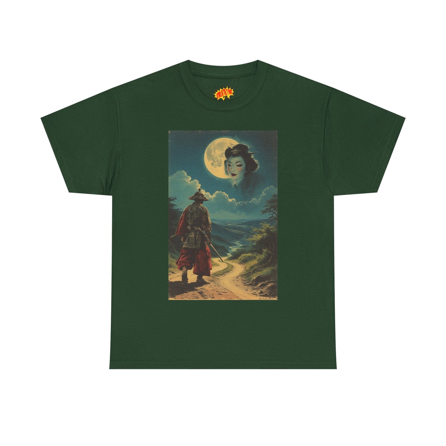 Samurai w/Full Moon Sky Geisha T-Shirt *Multiple Colors*
